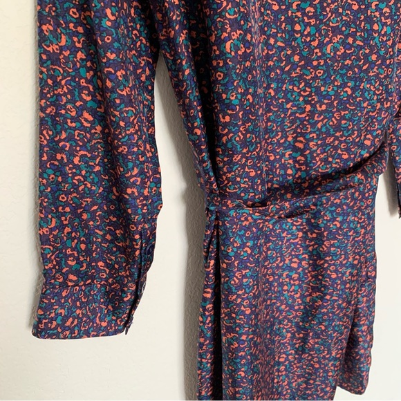 A.P.C. Rue Madame Paris Printed Silk Long Sleeve Shift Dress Size Large - Picture 5 of 6